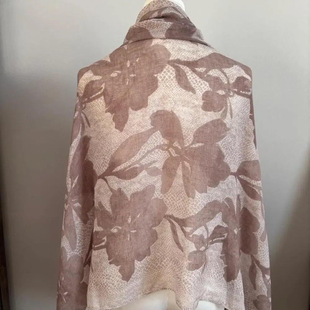 Banana Republic Taupe Floral Print Scarf